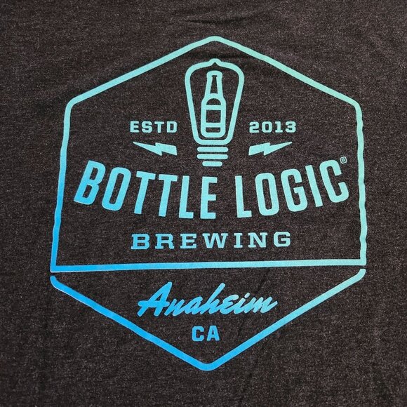 Bottle Logic Brewing T-Shirt Anaheim CA 2013 Charcoal Gray Short Sleeve Unisex S - Picture 2 of 4